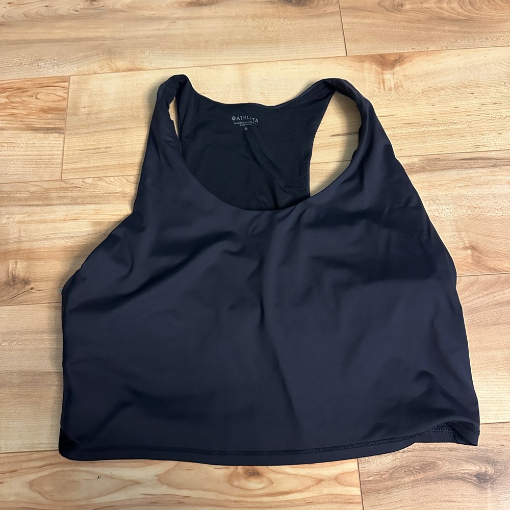 Athleta Black Racerback Crop Sports Bra